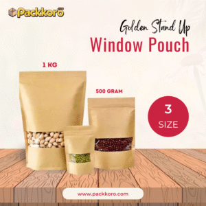 Golden Stand Up Window Pouch