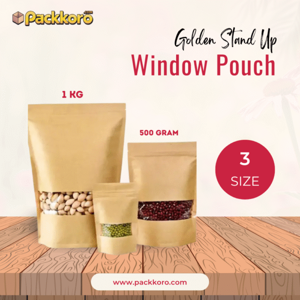 Golden Stand Up Window Pouch